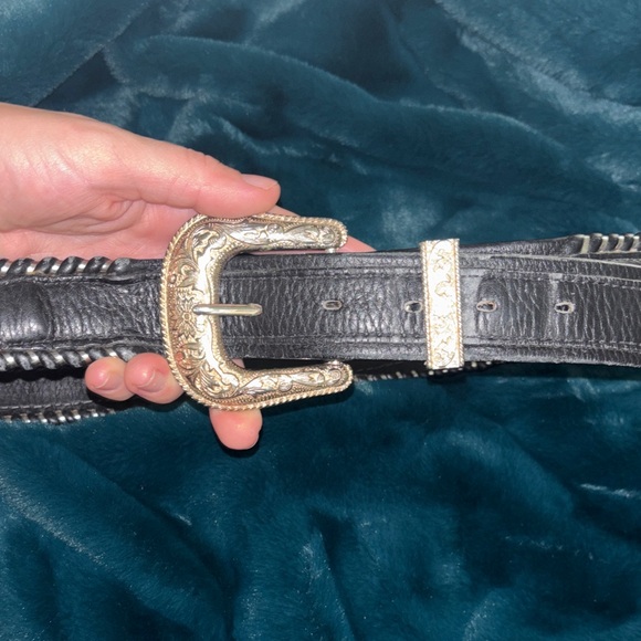 Circle Y hand beaded leather belt - Picture 2 of 5
